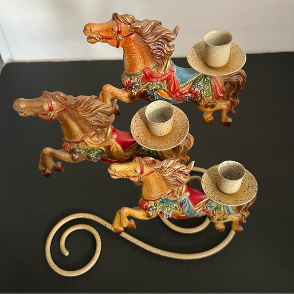 Colorful Carousel Horse Candle Holder 11,5” - Picture 2 of 16